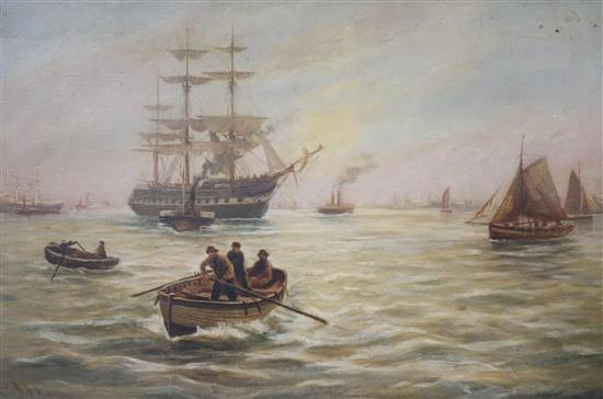 Victorian oil on canvas Marine, 40 x 60cm